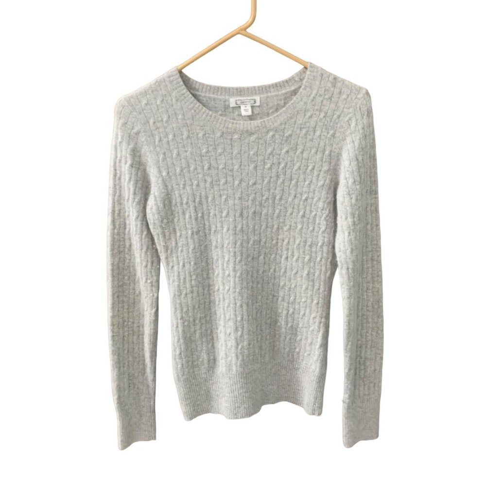 Aphorism Anthropologie Womens Size Medium M Gray Cable Knit Sweater Lambs Wool A